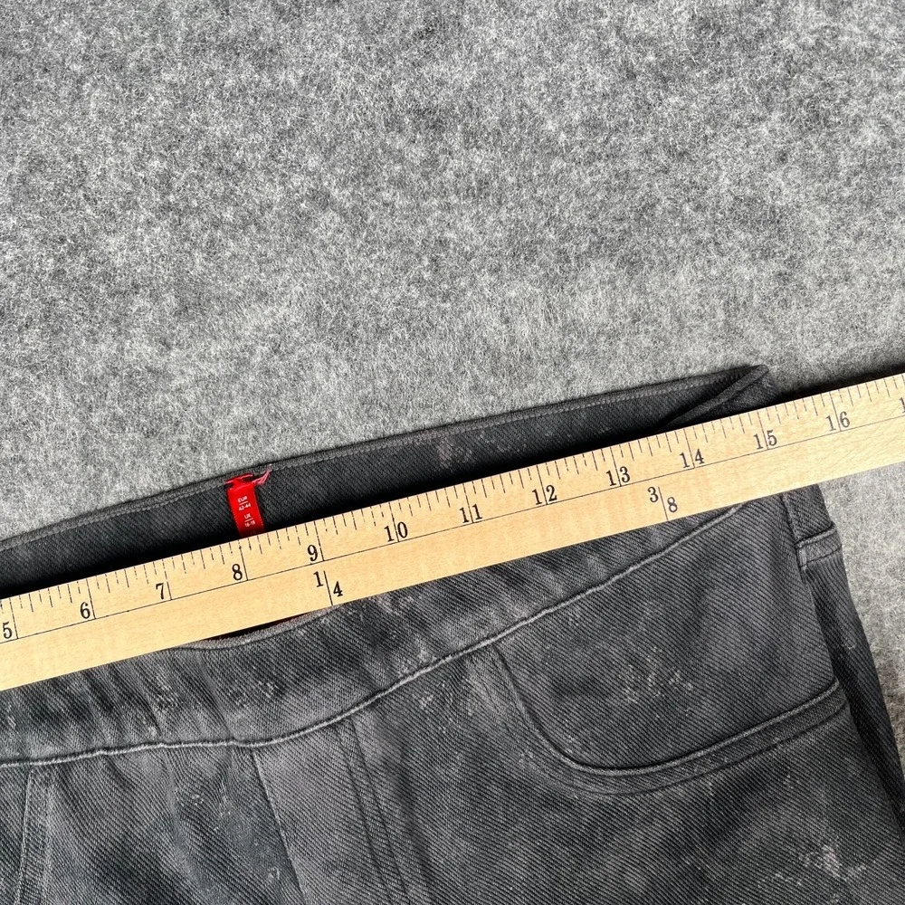 Spanx Jean-ish Leggings Women's Size L Black Camo Pull On‎ Mid Rise Stretch